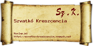 Szvatkó Kreszcencia névjegykártya